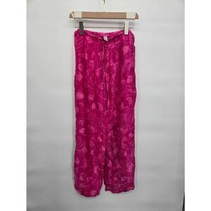 August Moon 100% Silk Pants Size Small Floral Pink Lounge